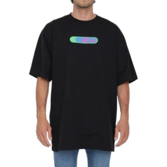 Camiseta negra de manga corta y cuello redondo con estampado de logotipo Off-White para hombre, temporada primavera-verano 2022, corte holgado