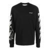 Camiseta negra de manga larga con cuello redondo y estampado de logotipo Off-White para hombre FW22