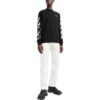 Camiseta negra de manga larga con cuello redondo y estampado de logotipo Off-White para hombre FW22