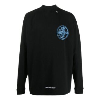 Camiseta negra de manga larga con estampado alfabético en 3D de Off-White para hombre