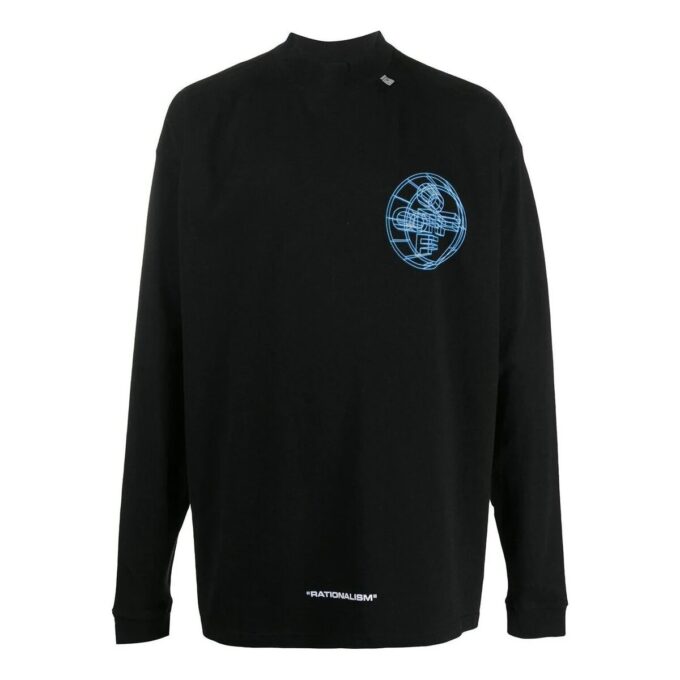 Camiseta negra de manga larga con estampado alfabético en 3D de Off-White para hombre