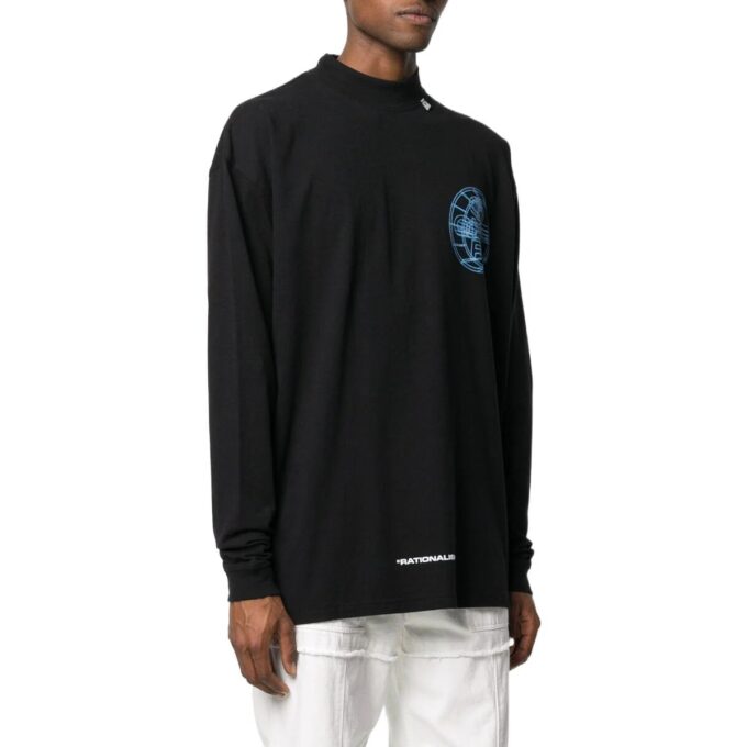 Camiseta negra de manga larga con estampado alfabético en 3D de Off-White para hombre