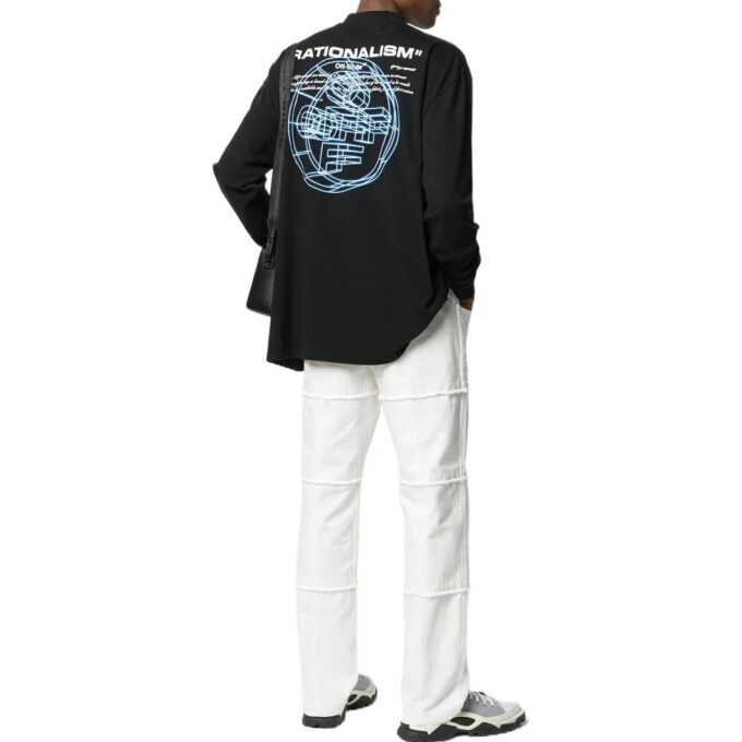 Camiseta negra de manga larga con estampado alfabético en 3D de Off-White para hombre