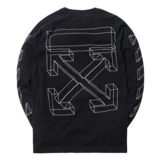 Camiseta negra de manga larga con flecha hueca impresa en 3D para hombre de Off-White