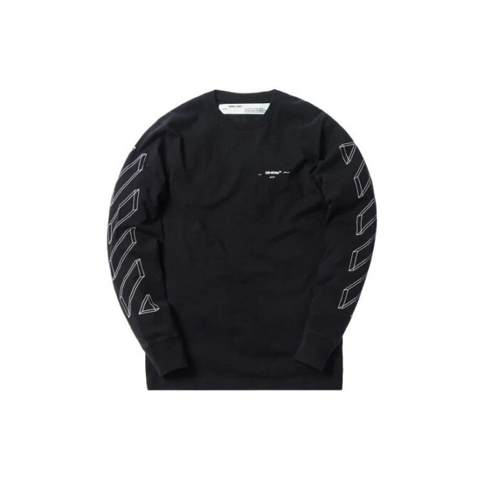 Camiseta negra de manga larga con flecha hueca impresa en 3D para hombre de Off-White