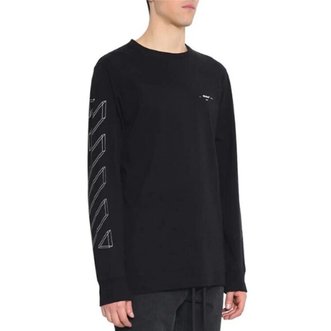 Camiseta negra de manga larga con flecha hueca impresa en 3D para hombre de Off-White