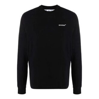 Camiseta negra de manga larga y corte holgado con estampado de flechas y letras Caravaggio de Off-White para hombre, colección primavera-verano 2022