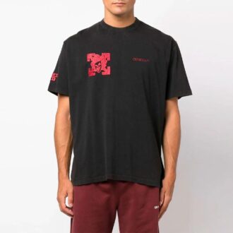 Camiseta negra de pantalón corto con cuello redondo y diseño de flecha Off-White para hombre, temporada Otoño-Invierno 2022
