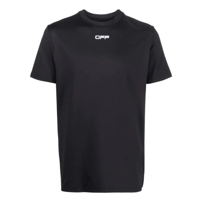 Camiseta negra de pantalón corto con cuello redondo y estampado del logotipo Off-White para hombre, colección Otoño-Invierno 2022