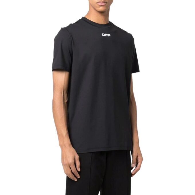 Camiseta negra de pantalón corto con cuello redondo y estampado del logotipo Off-White para hombre, colección Otoño-Invierno 2022