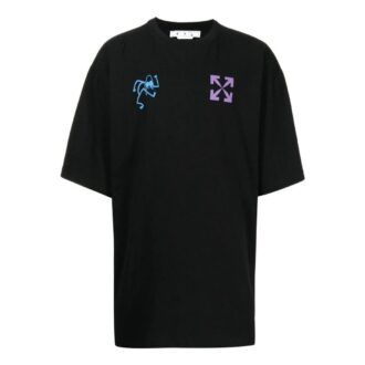 Camiseta negra de pantalón corto y cuello redondo con estampado de logotipo Off-White para hombre, colección primavera-verano 2022