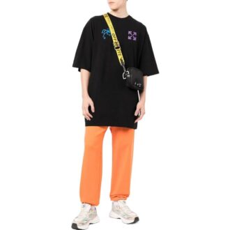 Camiseta negra de pantalón corto y cuello redondo con estampado de logotipo Off-White para hombre, colección primavera-verano 2022