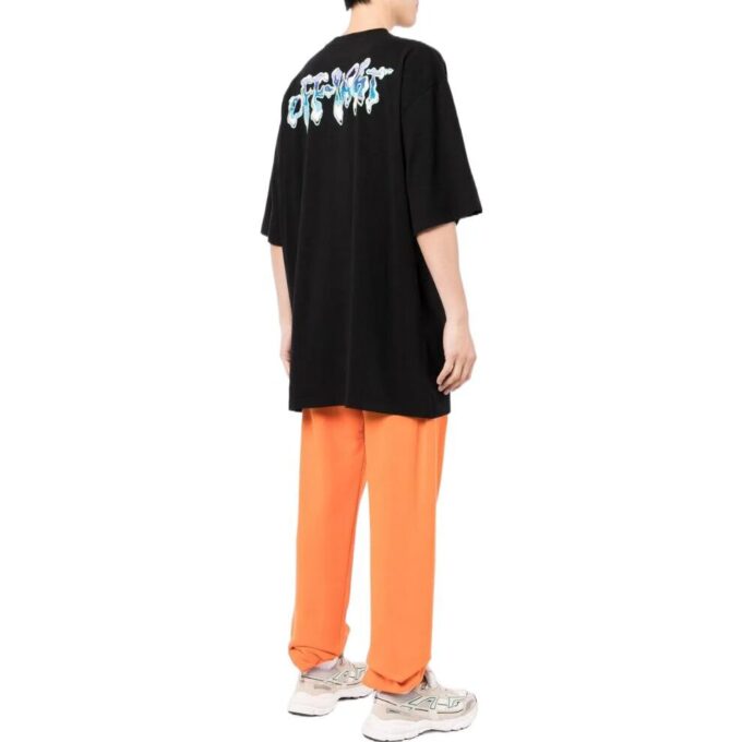 Camiseta negra de pantalón corto y cuello redondo con estampado de logotipo Off-White para hombre, colección primavera-verano 2022