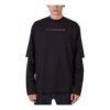 Camiseta negra holgada de manga larga con estampado de flecha verde en la manga de Off-White para hombre, colección FW21