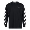 Camiseta negra holgada de manga larga con patrón de rayas alfabéticas en diagonal de Off-White para hombre, temporada primavera-verano 2022