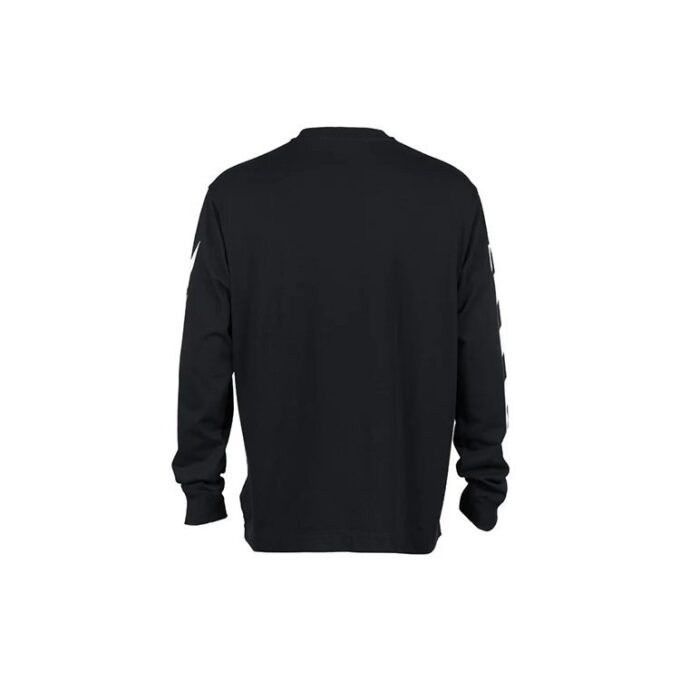 Camiseta negra holgada de manga larga con patrón de rayas alfabéticas en diagonal de Off-White para hombre, temporada primavera-verano 2022