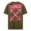 Camiseta Off-White de manga corta y corte holgado con estampado de flechas de graffiti para hombre, color verde militar