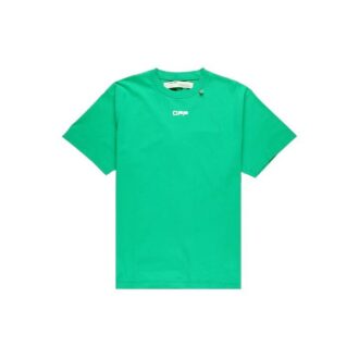 Camiseta Off-White para hombre Caravaggio con estampado en la espalda cuadrada, pantalones cortos y corte holgado, verde o Virgil Abloh