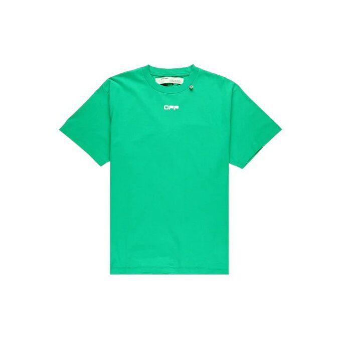 Camiseta Off-White para hombre Caravaggio con estampado en la espalda cuadrada, pantalones cortos y corte holgado, verde o Virgil Abloh