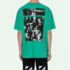 Camiseta Off-White para hombre Caravaggio con estampado en la espalda cuadrada, pantalones cortos y corte holgado, verde o Virgil Abloh