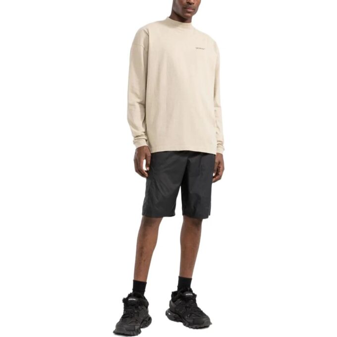 Camiseta Off-White para hombre, colección Otoño-Invierno 2022, con estampado de letras, cuello redondo, manga larga y corte holgado, color blanco cremoso