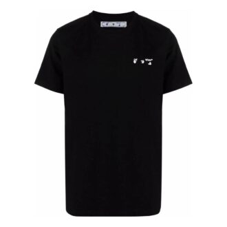 Camiseta Off-White para hombre, colección Otoño-Invierno 2022, de color liso con estampado del logotipo alfabético, cuello redondo y manga corta, en color negro