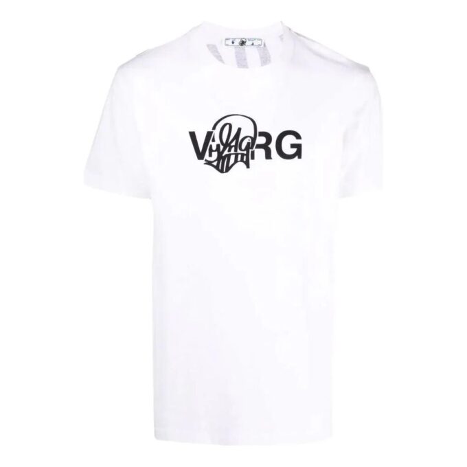 Camiseta Off-White para hombre, colección primavera-verano 2022, de color liso con estampado de letras, cuello redondo y pantalones cortos, en blanco
