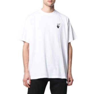 Camiseta Off-White para hombre, colección primavera-verano 2022, de color liso con estampado del logotipo de la flecha, cuello redondo, manga corta y corte holgado, color blanco