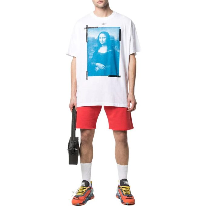 Camiseta Off-White para hombre, colección primavera-verano 2022, de color liso, cuello redondo y pantalones cortos, versión blanca