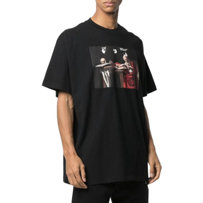 Camiseta Off-White para hombre, colección primavera-verano 2022, estampada, cuello redondo, pantalones cortos, color negro