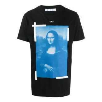 Camiseta Off-White para hombre con retrato de la Mona Lisa, manga corta, versión Ordinary, color negro