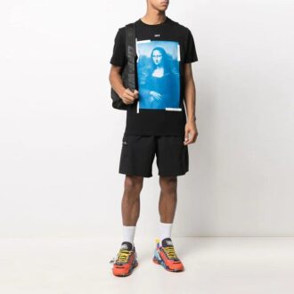 Camiseta Off-White para hombre con retrato de la Mona Lisa, manga corta, versión Ordinary, color negro