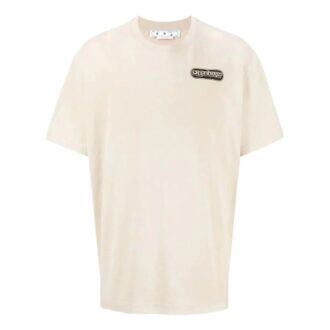 Camiseta Off-White para hombre de la colección primavera-verano 2022, de pantalón corto, color marrón claro y con estampado del logotipo