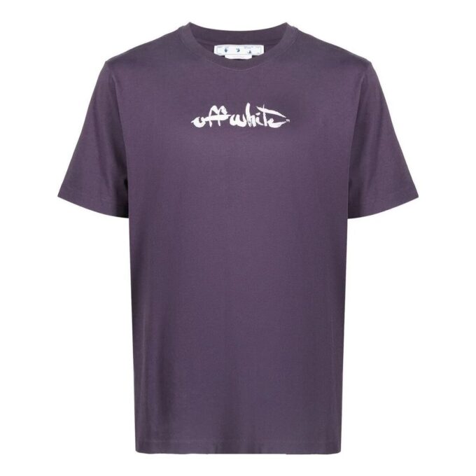 Camiseta Off-White para hombre de la colección SS22 con estampado de flechas, cuello redondo, pantalones cortos y corte holgado, color morado