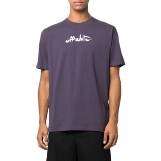 Camiseta Off-White para hombre de la colección SS22 con estampado de flechas, cuello redondo, pantalones cortos y corte holgado, color morado