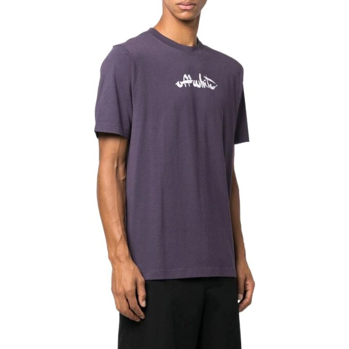 Camiseta Off-White para hombre de la colección SS22 con estampado de flechas, cuello redondo, pantalones cortos y corte holgado, color morado