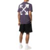 Camiseta Off-White para hombre de la colección SS22 con estampado de flechas, cuello redondo, pantalones cortos y corte holgado, color morado
