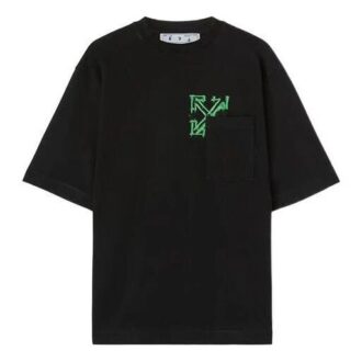 Camiseta Off-White para hombre de la colección SS22 con estampado de flechas pintadas con spray, de manga corta y corte holgado, en color negro