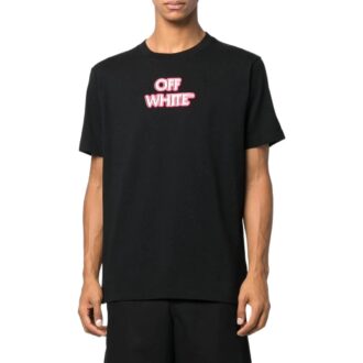 Camiseta Off-White para hombre de la colección SS22 con estampado del logotipo Alphabet, cuello redondo, pantalones cortos y corte holgado, color negro