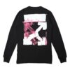 Camiseta Off-White para hombre FW21 con estampado de flechas, cuello redondo, manga larga y corte ajustado, color negro