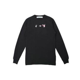Camiseta Off-White para hombre FW21 con estampado de flechas, cuello redondo, manga larga y corte ajustado, color negro