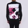 Camiseta Off-White para hombre FW21 con estampado de flechas, cuello redondo, manga larga y corte ajustado, color negro