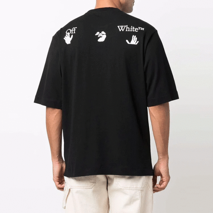 Camiseta Off-White para hombre FW21 con logo, cuello redondo, pantalones cortos y corte holgado, color negro