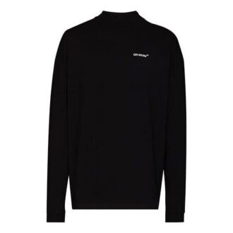 Camiseta Off-White para hombre FW21 con logo, letras, flecha, cuello redondo, manga larga y corte holgado en negro