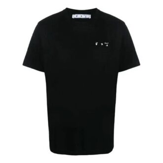 Camiseta Off-White para hombre FW21 con logotipo en el pecho, cuello redondo y pantalones cortos, color negro