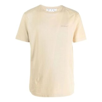 Camiseta Off-White para hombre FW22 con estampado de rayas en la espalda, cuello redondo y pantalones cortos, versión Ordinary, color marrón claro
