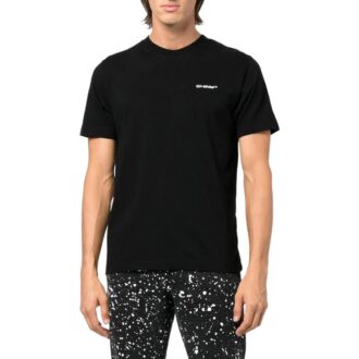 Camiseta Off-White para hombre FW22 con logotipo, rayas y cuello redondo, pantalones cortos, color negro