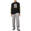 Camiseta Off-White para hombre FW22 de color liso, cuello redondo, estampado pintado y manga larga, color negro
