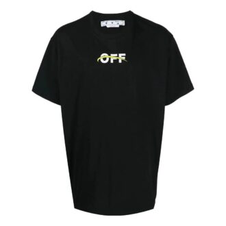 Camiseta Off-White para hombre FW22 de corte holgado, cuello redondo y manga corta con estampado de letras y logotipo, color negro