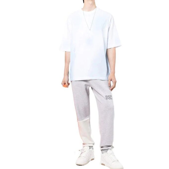 Camiseta Off-White para hombre FW22 de cuello redondo y pantalón corto con estampado de logotipo, azul y blanco